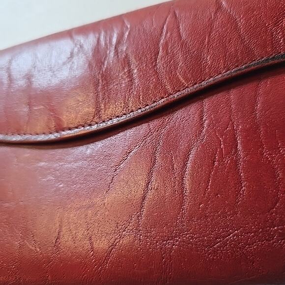 Womens Buxton Leather Wallet Vintage Red Clutch Change Purse Checkbook Slot - Picture 2 of 10